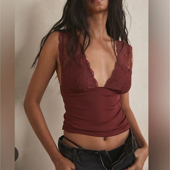 Intimately Free People NWT Power Play Lacey Cami Bittersweet Cocoa Top S - Picture 1 of 14